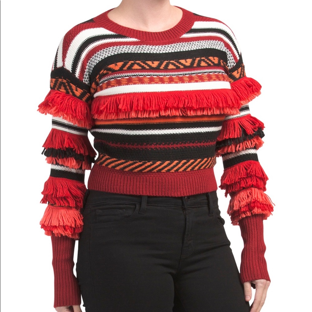 Haute Rogue Tribal & Fringed Sweater